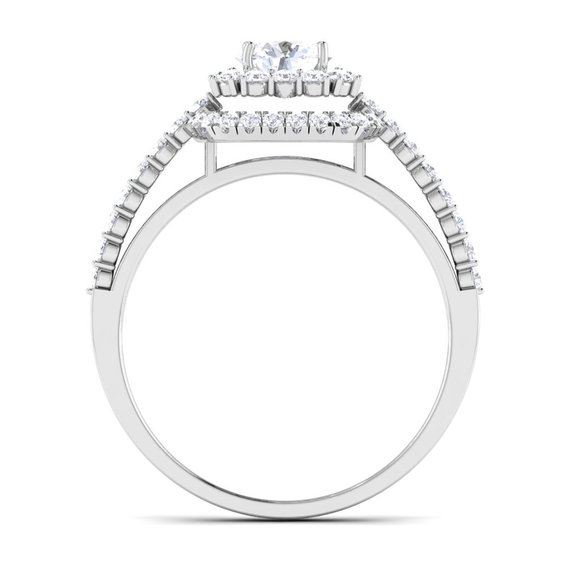 1.50 CTW IGI E-VS1 Round Solitaire Double Halo Diamond Engagement Ring 14K Gold - Picture 3 of 5